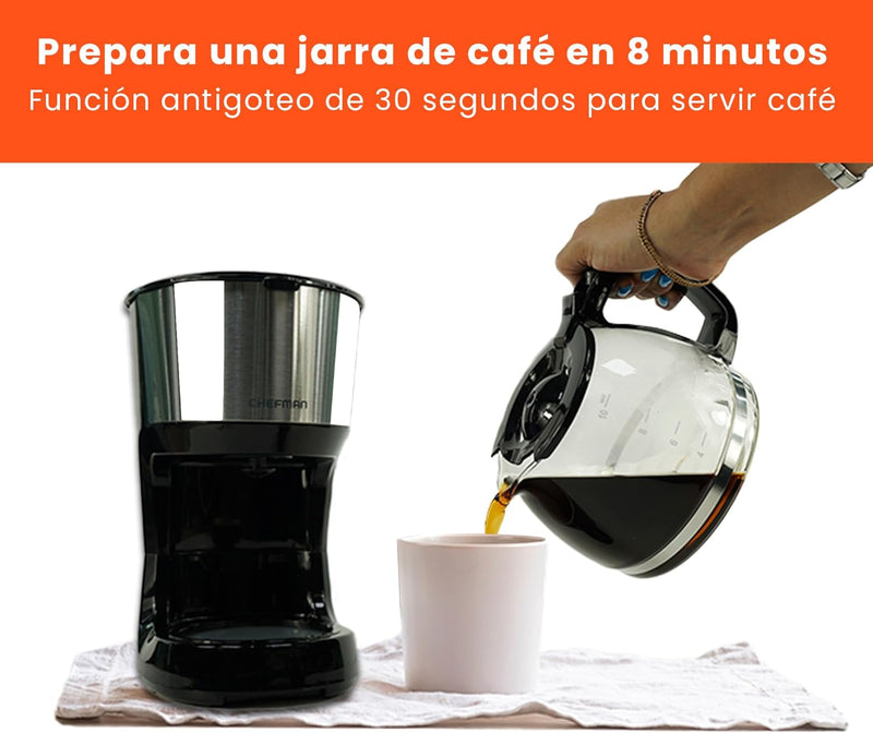 Chefman - Cafetera De 10 tazas con Filtro Reutilizable