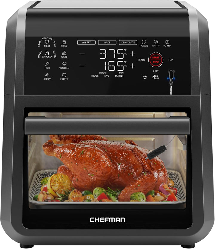 CHEFMAN - ExacTemp™ Freidora de Aire Inteligente 5 en 1 – 12 Cuartos | Con Termómetro Integrado