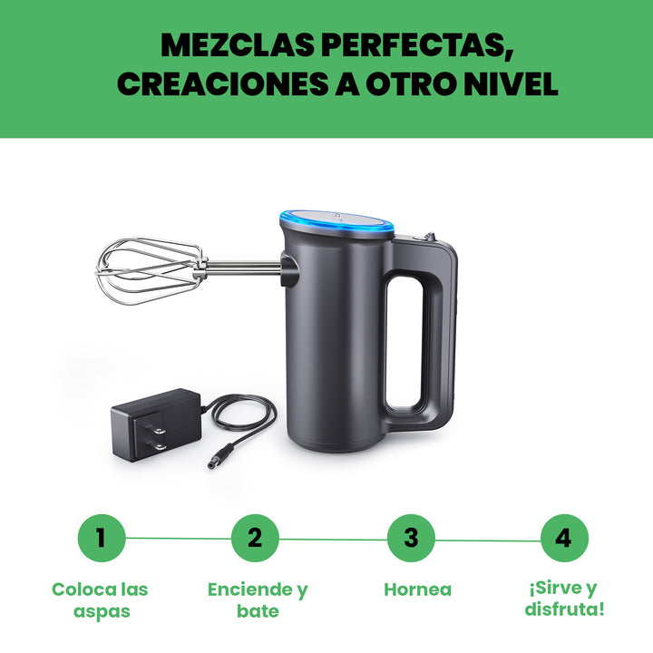 Chefman - Batidora de Mano Inalámbrica de 7 velocidades