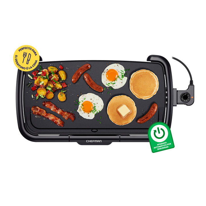 Chefman - Plancha Eléctrica Antiadherente con control De Temperatura