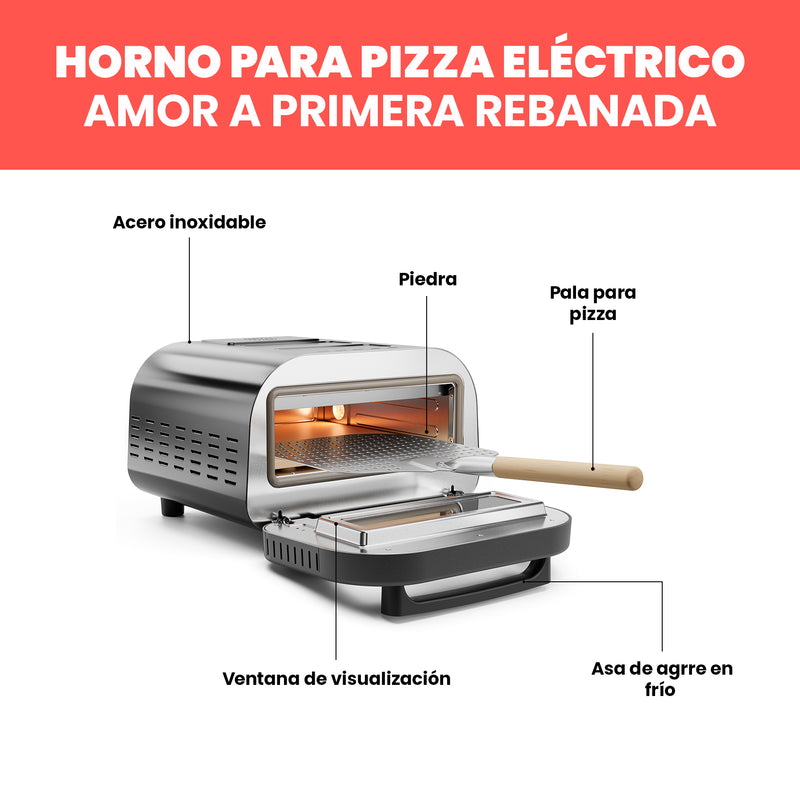 Chefman - Horno de pizza interior: hace pizzas  en minutos, se calienta hasta 800 ° F - Acero inoxidable