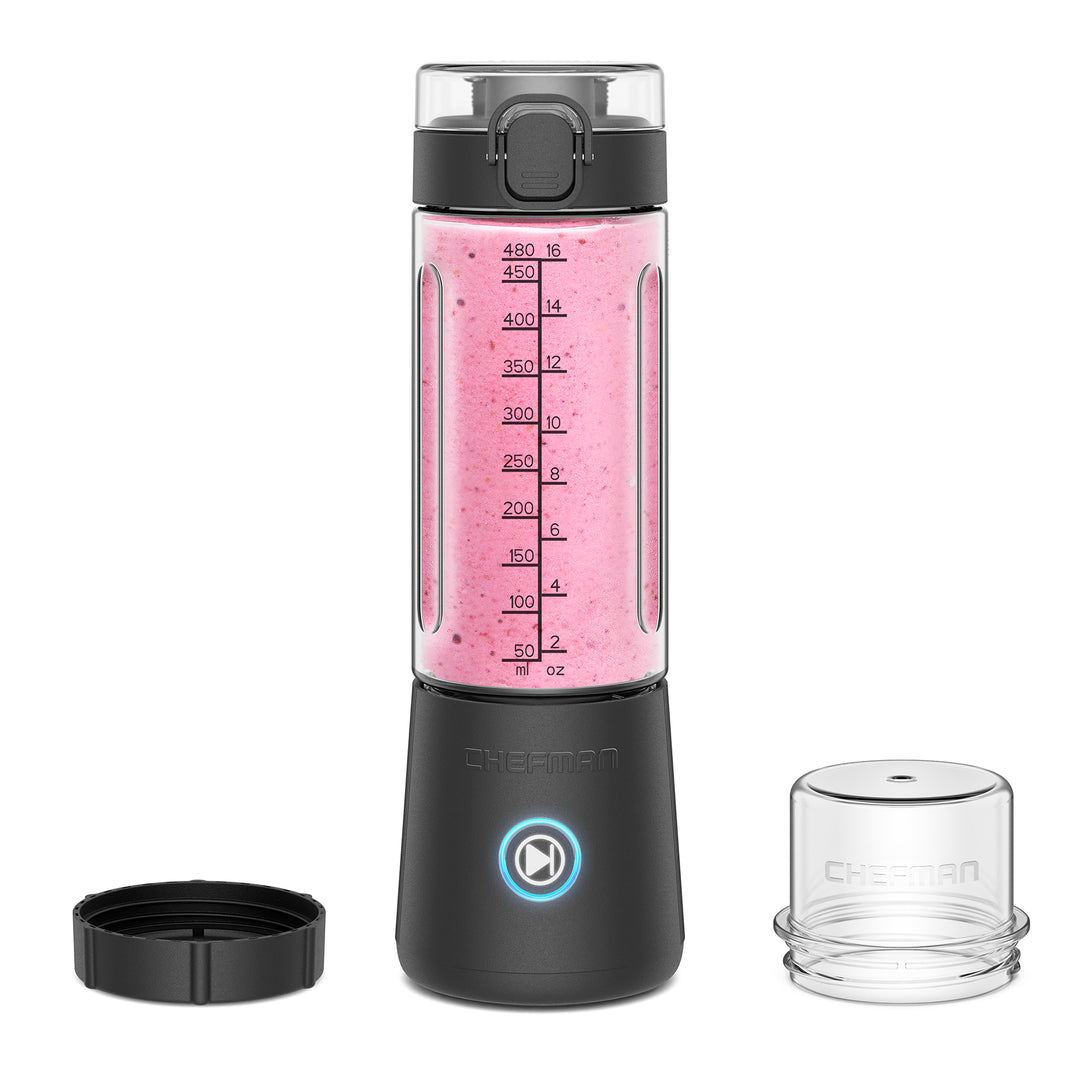 Chefman - Licuadora Portátil con Botón de Encendido Luz LED 480 ml
