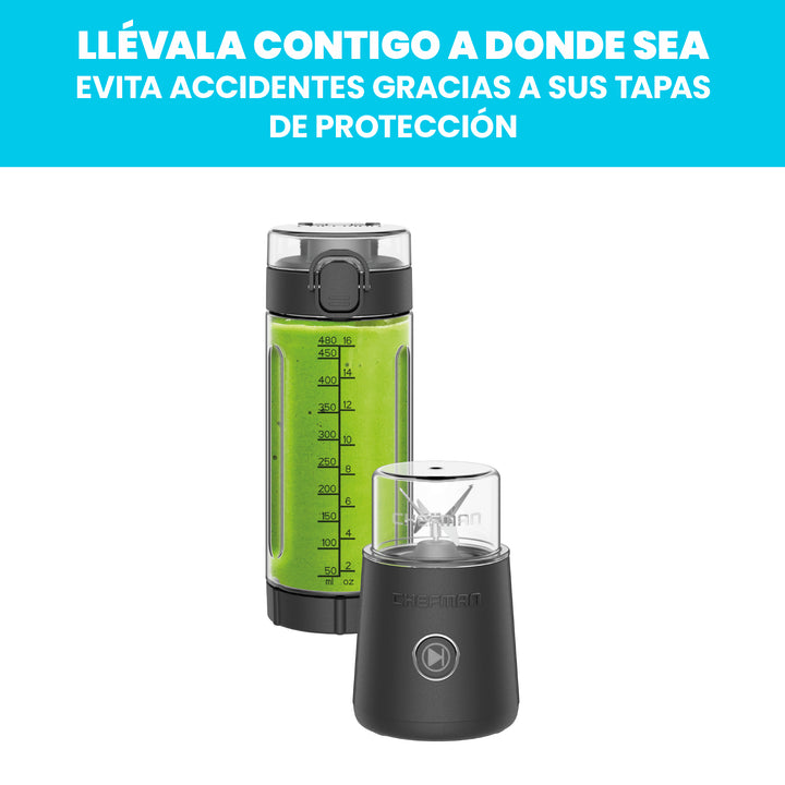 Chefman - Licuadora Portátil con Botón de Encendido Luz LED 480 ml