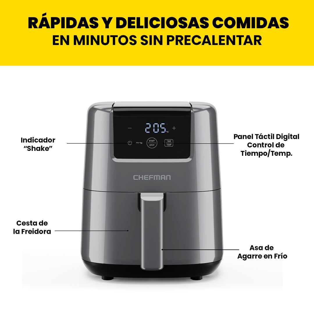 CHEFMAN - Mini Freidora de Aire Digital de 2 Cuartos