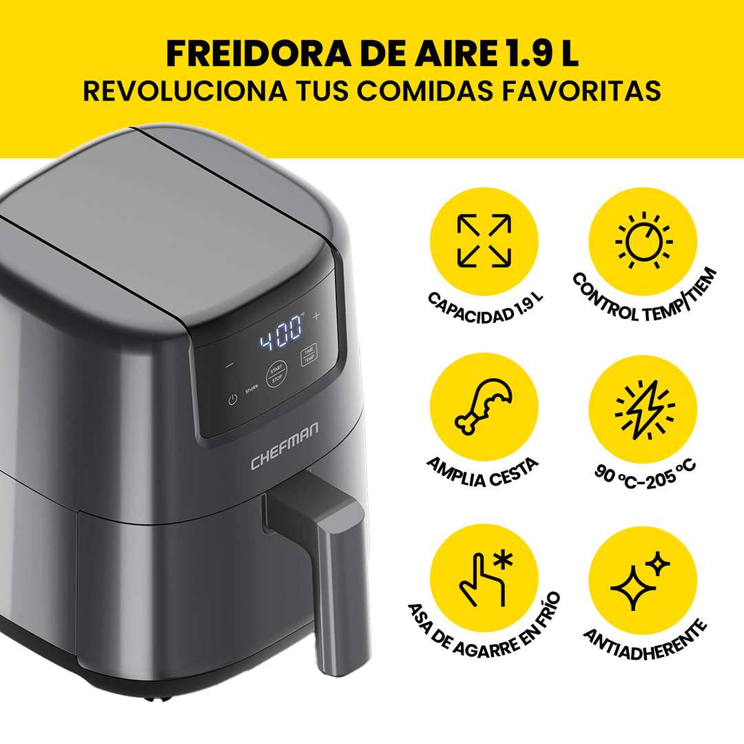 CHEFMAN - Mini Freidora de Aire Digital de 2 Cuartos