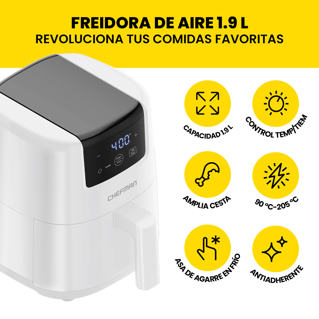CHEFMAN - Mini Freidora de Aire Digital de 2 Cuartos