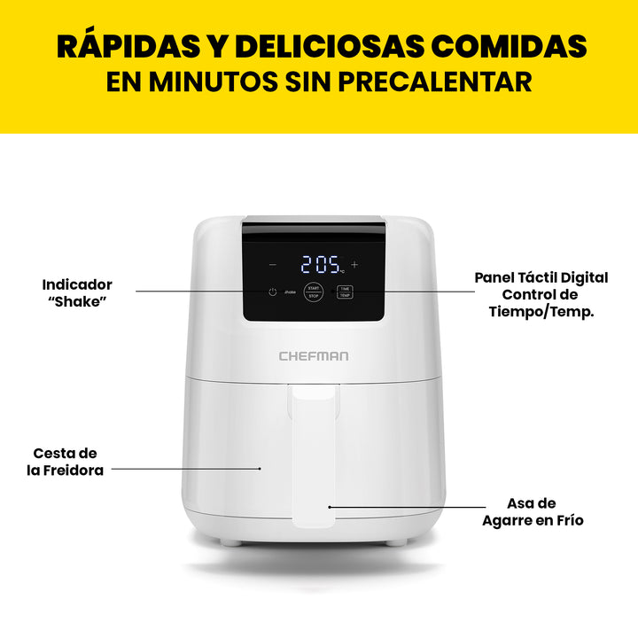 CHEFMAN - Mini Freidora de Aire Digital de 2 Cuartos