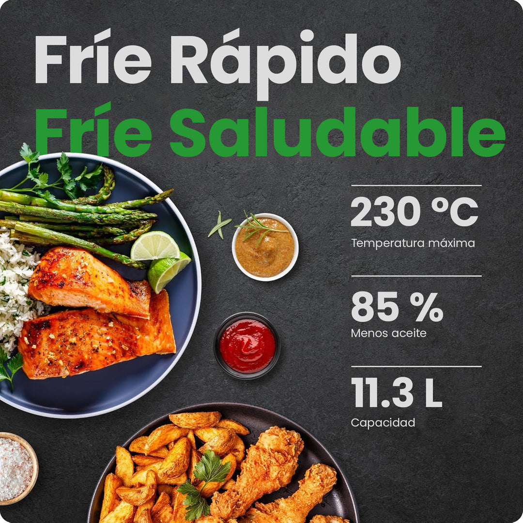 CHEFMAN - ExacTemp™ Freidora de Aire Inteligente 5 en 1 – 12 Cuartos | Con Termómetro Integrado