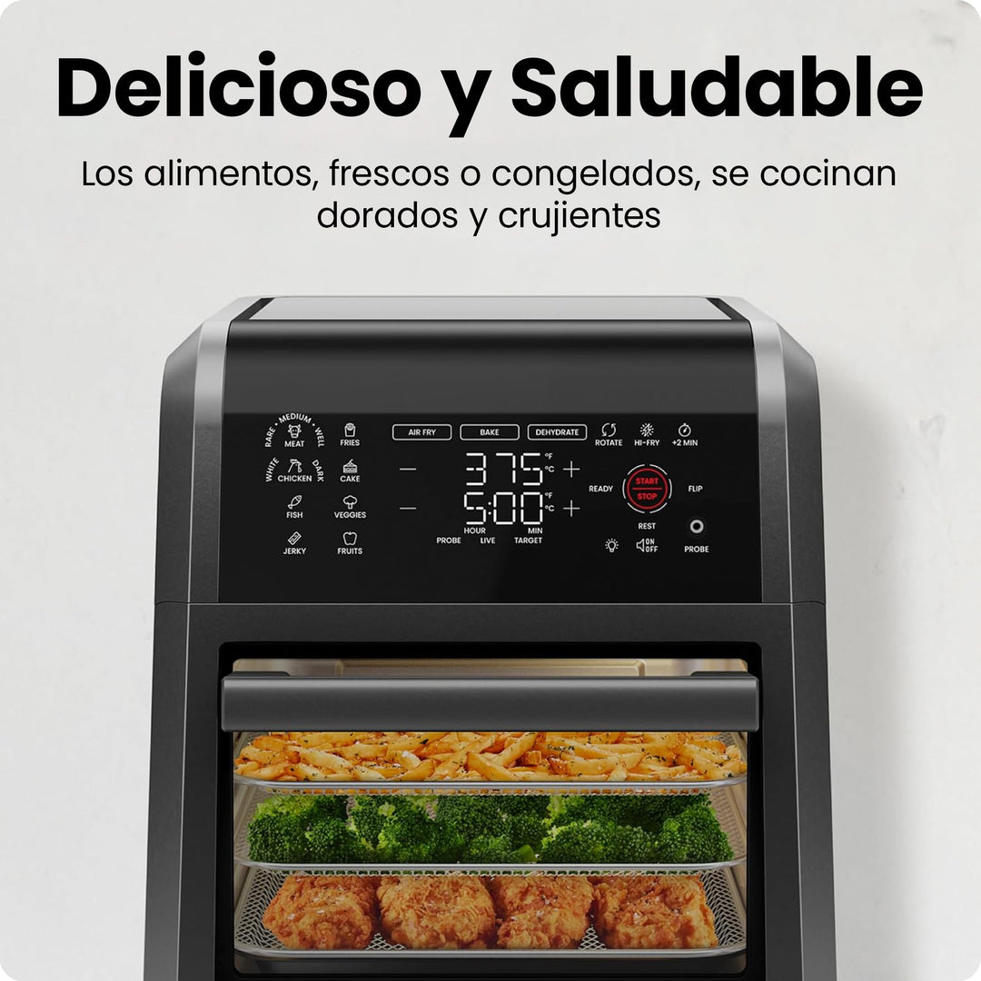 CHEFMAN - ExacTemp™ Freidora de Aire Inteligente 5 en 1 – 12 Cuartos | Con Termómetro Integrado