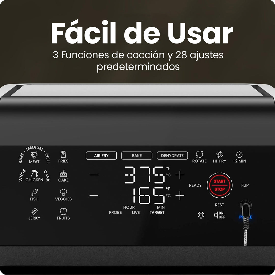 CHEFMAN - ExacTemp™ Freidora de Aire Inteligente 5 en 1 – 12 Cuartos | Con Termómetro Integrado