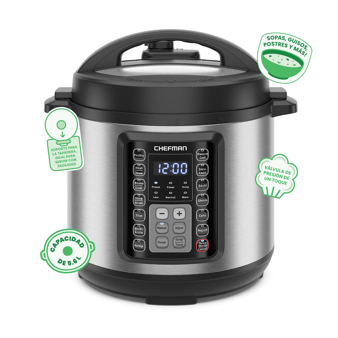 Chefman - Multicooker 6 Qt – Olla a Presión Programable 9 en 1