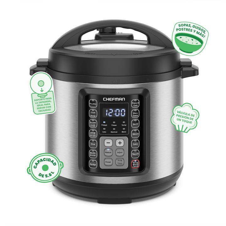 Chefman - Multicooker 6 Qt – Olla a Presión Programable 9 en 1