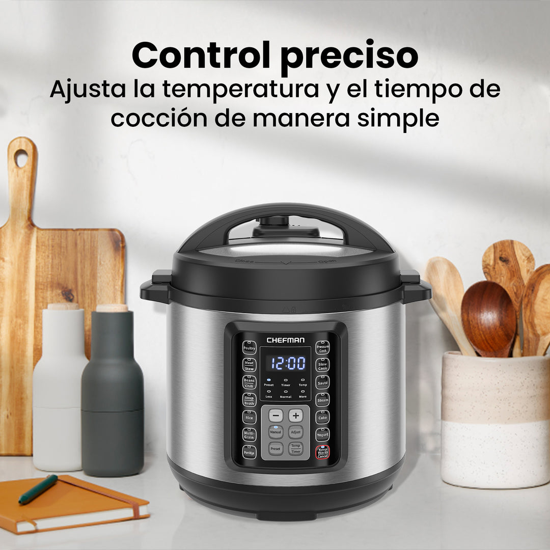 Chefman - Multicooker 6 Qt – Olla a Presión Programable 9 en 1