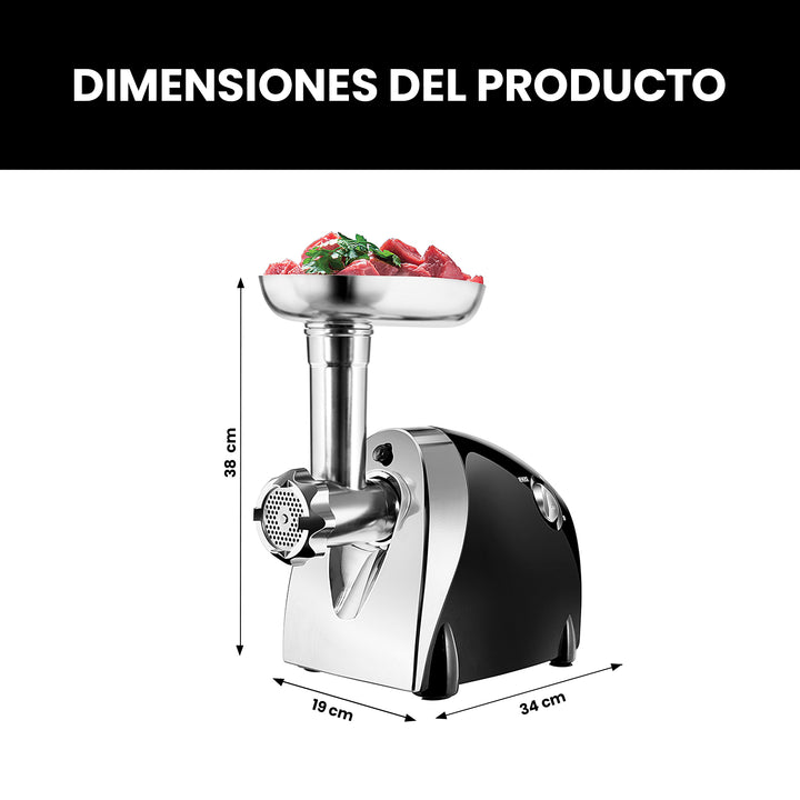 Molino de carne eléctrico de acero inoxidable para moler fino, mediano y grueso 550 W