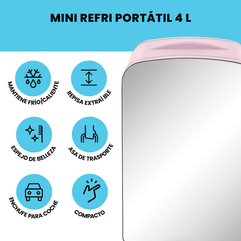 Chefman - Mini-refri portátil con espejo