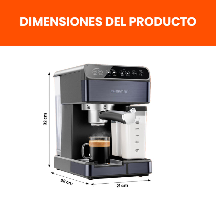Chefman - Cafetera espresso de 1,8 litros con espumador color Negro