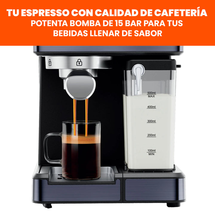 Chefman - Cafetera espresso de 1,8 litros con espumador color Negro