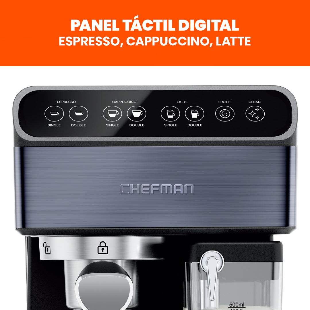 Chefman - Cafetera espresso de 1,8 litros con espumador color Negro