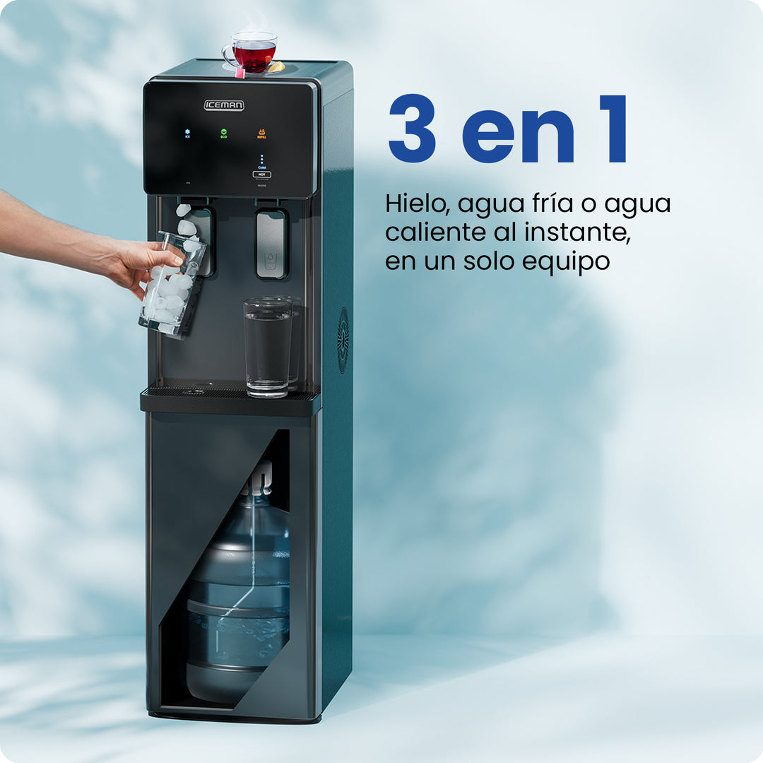 ICEMAN - Dispensador de Agua Fría y Caliente con Máquina de Hielo Integrada