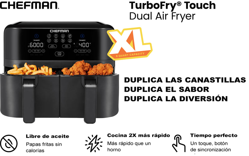 Freidora de aire dual TurboFry™ Touch, 4.2 L (4.5 Qt)