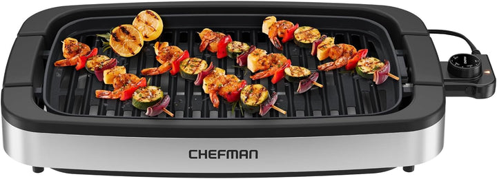 Chefman – Parilla Eléctrica De Acero Inoxidable Con Placa Antiadherente Y Control De Temperatura