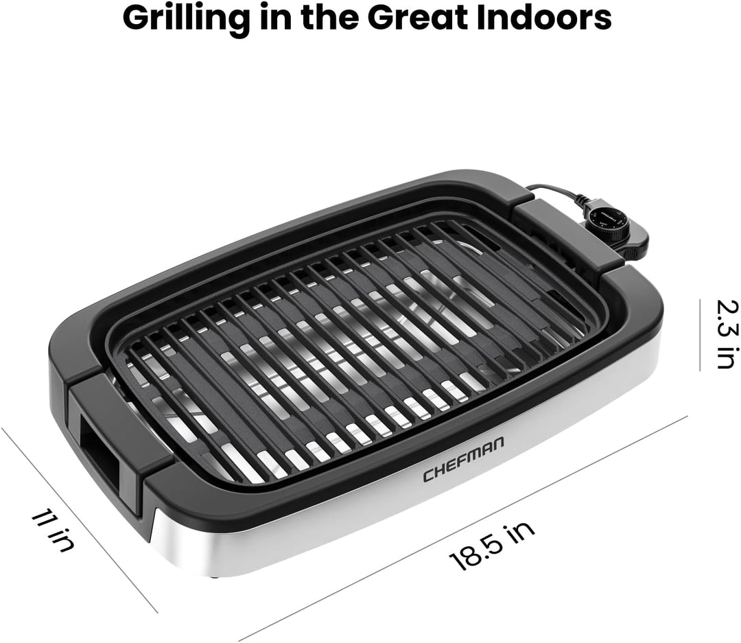 Chefman – Parilla Eléctrica De Acero Inoxidable Con Placa Antiadherente Y Control De Temperatura