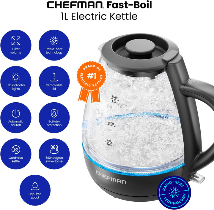 Chefman - Hervidor Electrico de 1 L con luces LED