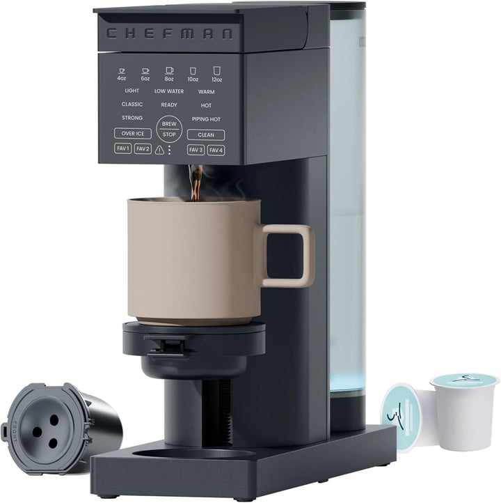 Chefman - Caffeinator | Cafetera de Una Sola Porción para K-Cup y Café Molido