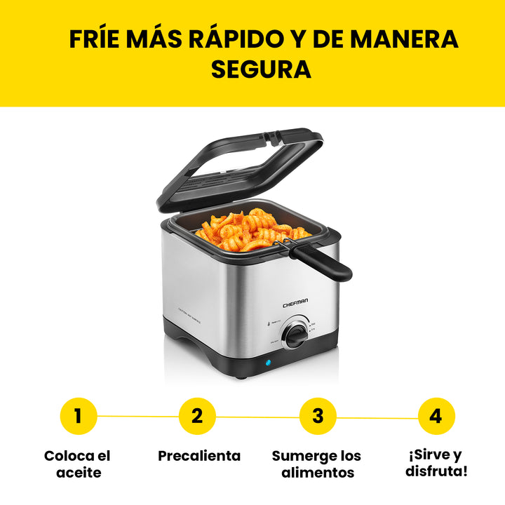 Chefman - Freidora de Aceite compacta de 1.6 L