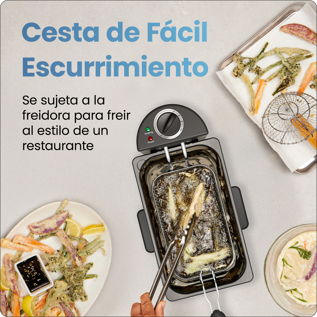 CHEFMAN - Freidora de Aceite 3 L con Control de Temperatura y Cesta — Inoxidable