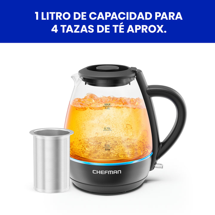 Chefman - Hervidor Electrico de 1 L con luces LED