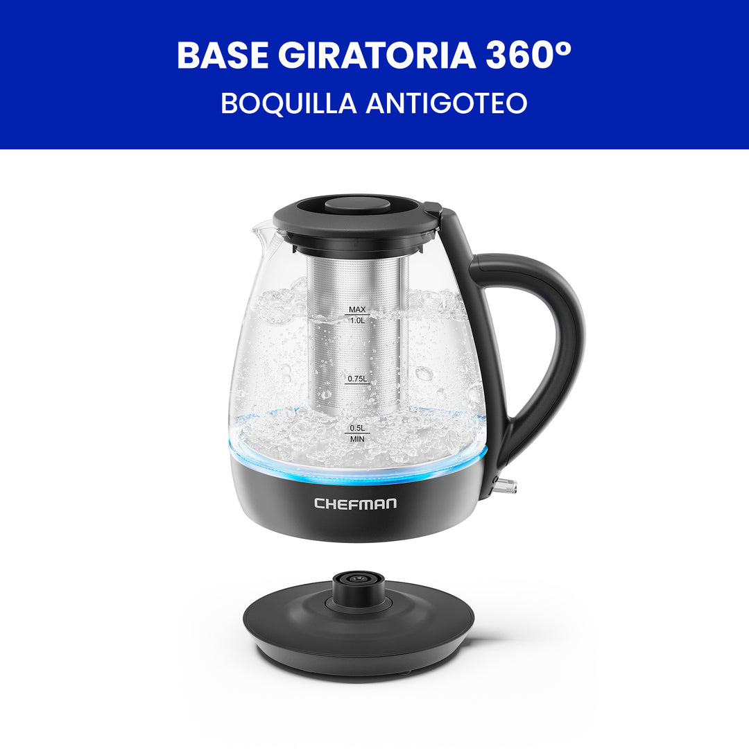 Chefman - Hervidor Electrico de 1 L con luces LED