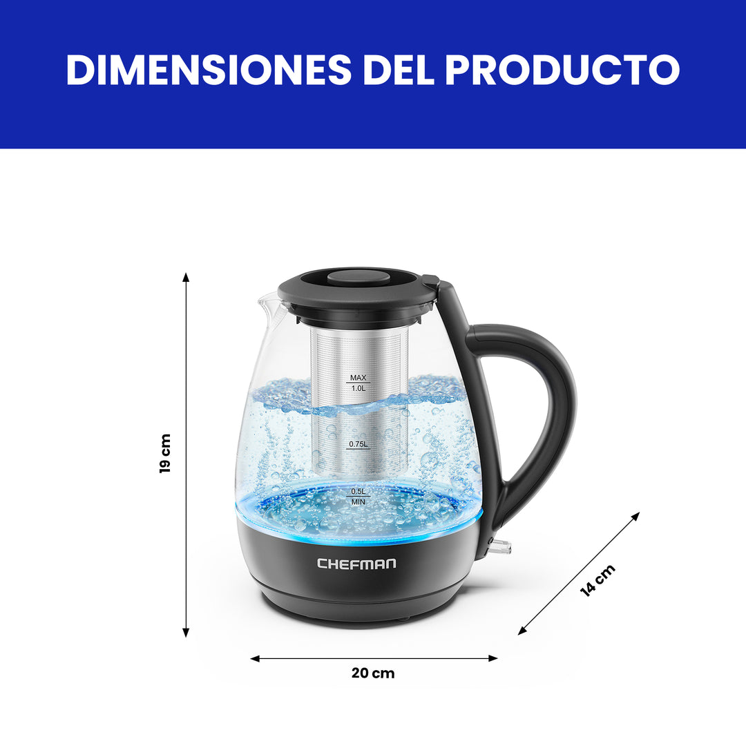Chefman - Hervidor Electrico de 1 L con luces LED