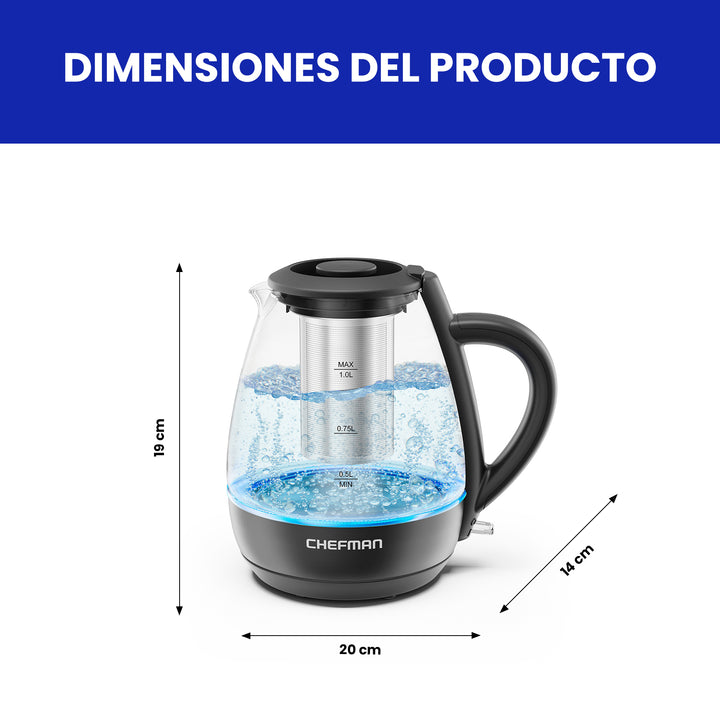 Chefman - Hervidor Electrico de 1 L con luces LED