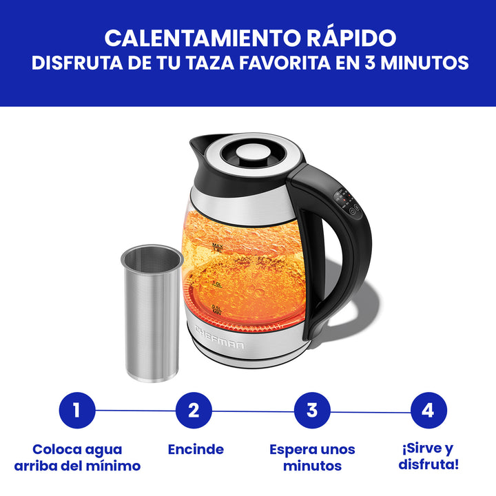 Chefman - Hervidor Eléctrico con infusor de té, 1.7 L