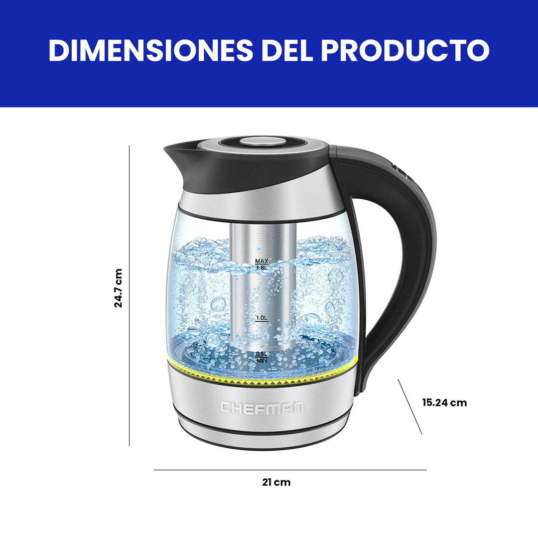 Chefman - Hervidor Eléctrico con infusor de té, 1.7 L