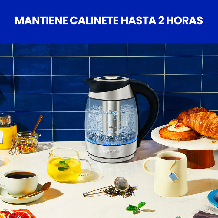 Chefman - Hervidor Eléctrico con infusor de té, 1.7 L