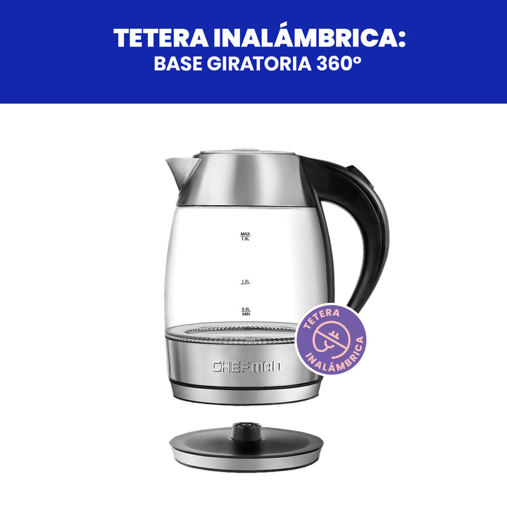 Chefman - Easy-Steep Hervidor Electrico con Infusor de Te, 1.8 L