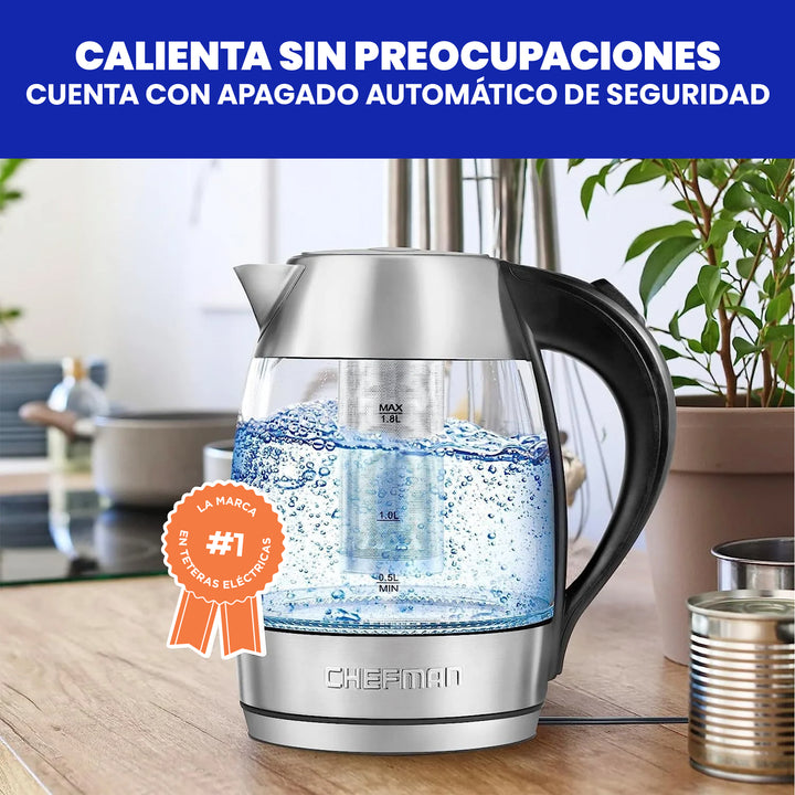 Chefman - Easy-Steep Hervidor Electrico con Infusor de Te, 1.8 L