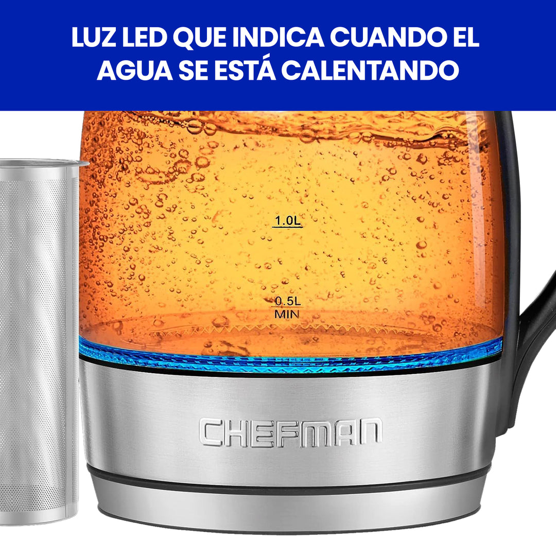 Chefman - Easy-Steep Hervidor Electrico con Infusor de Te, 1.8 L