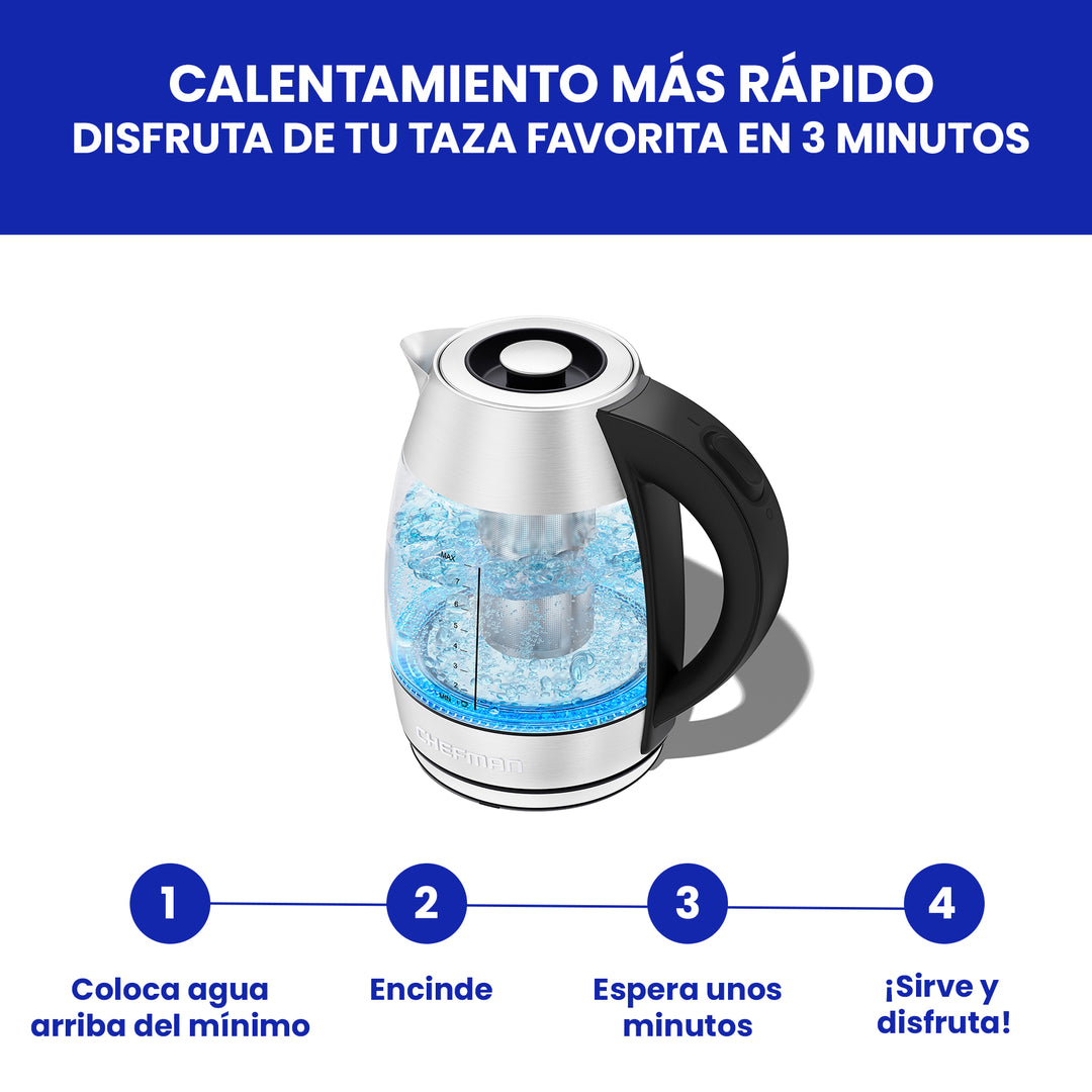 Chefman - Easy-Steep Hervidor Electrico con Infusor de Te, 1.8 L