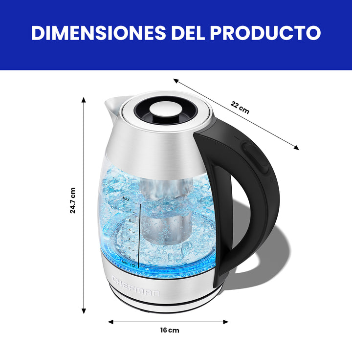 Chefman - Easy-Steep Hervidor Electrico con Infusor de Te, 1.8 L