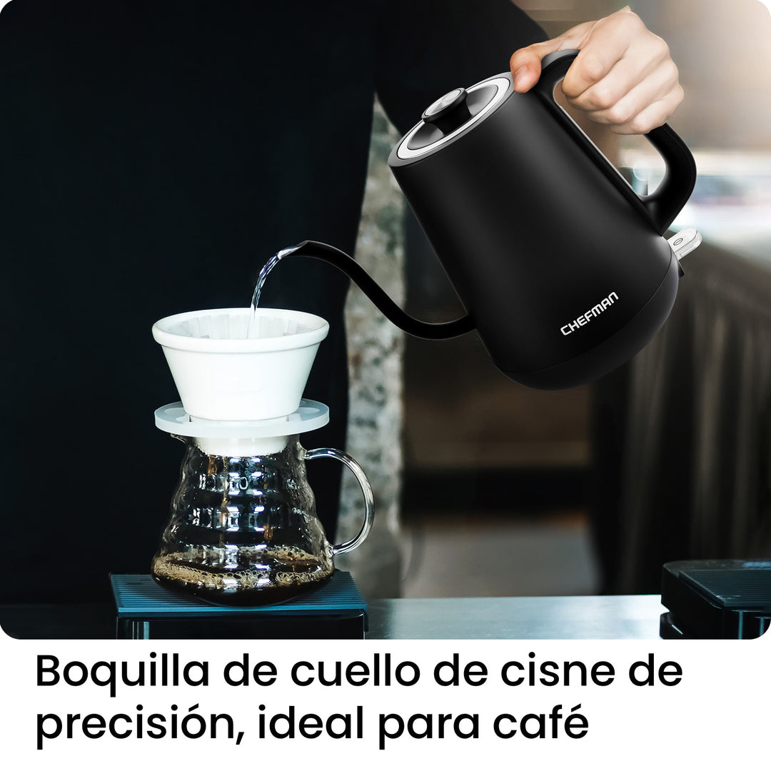 CHEFMAN - Hervidor Eléctrico Cuello de Cisne 0.8 L con Apagado Automático
