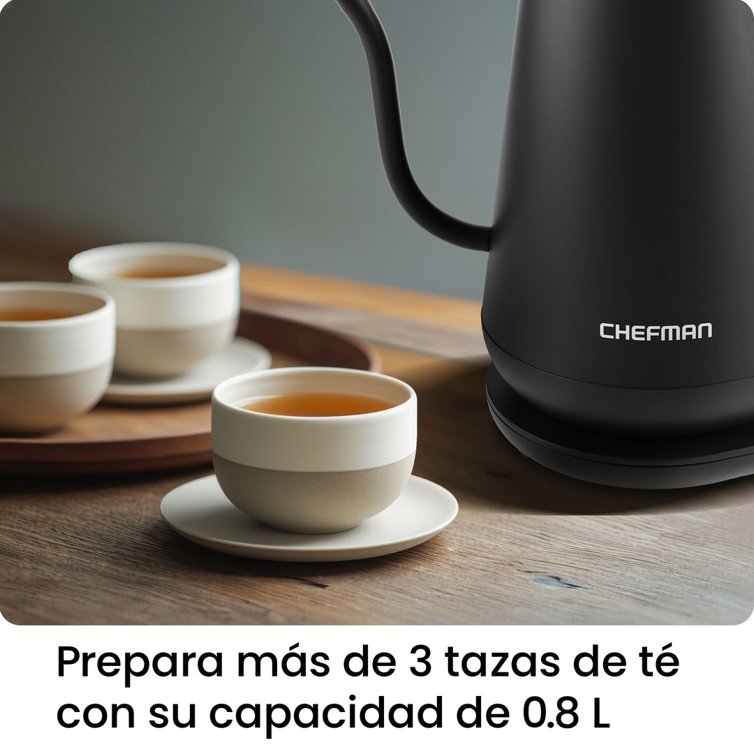CHEFMAN - Hervidor Eléctrico Cuello de Cisne 0.8 L con Apagado Automático