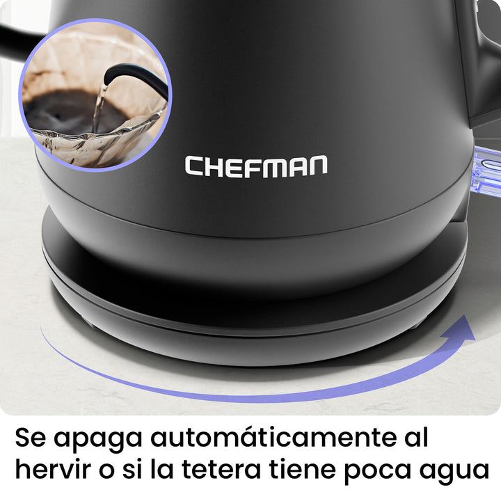 CHEFMAN - Hervidor Eléctrico Cuello de Cisne 0.8 L con Apagado Automático