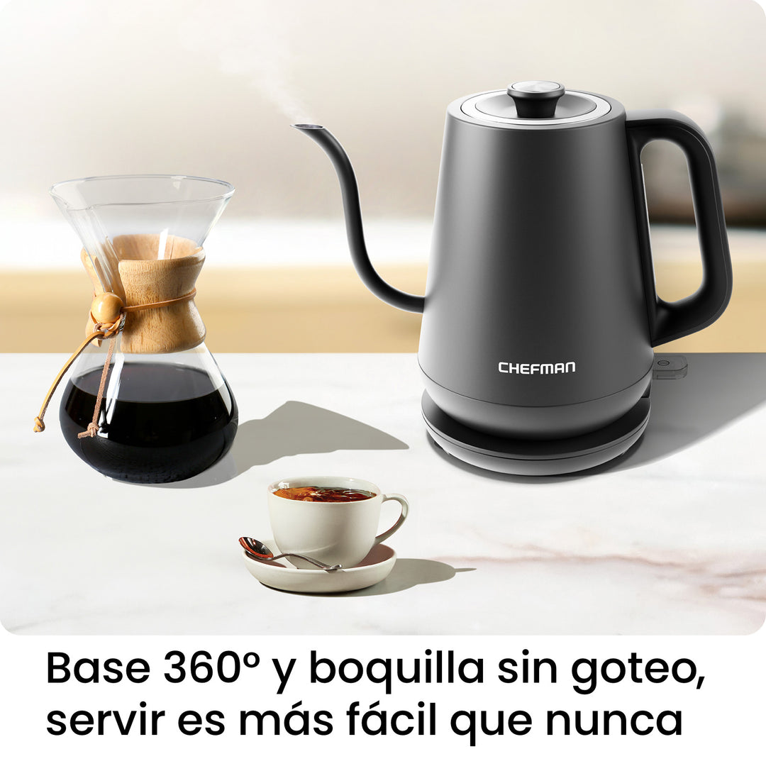 CHEFMAN - Hervidor Eléctrico Cuello de Cisne 0.8 L con Apagado Automático