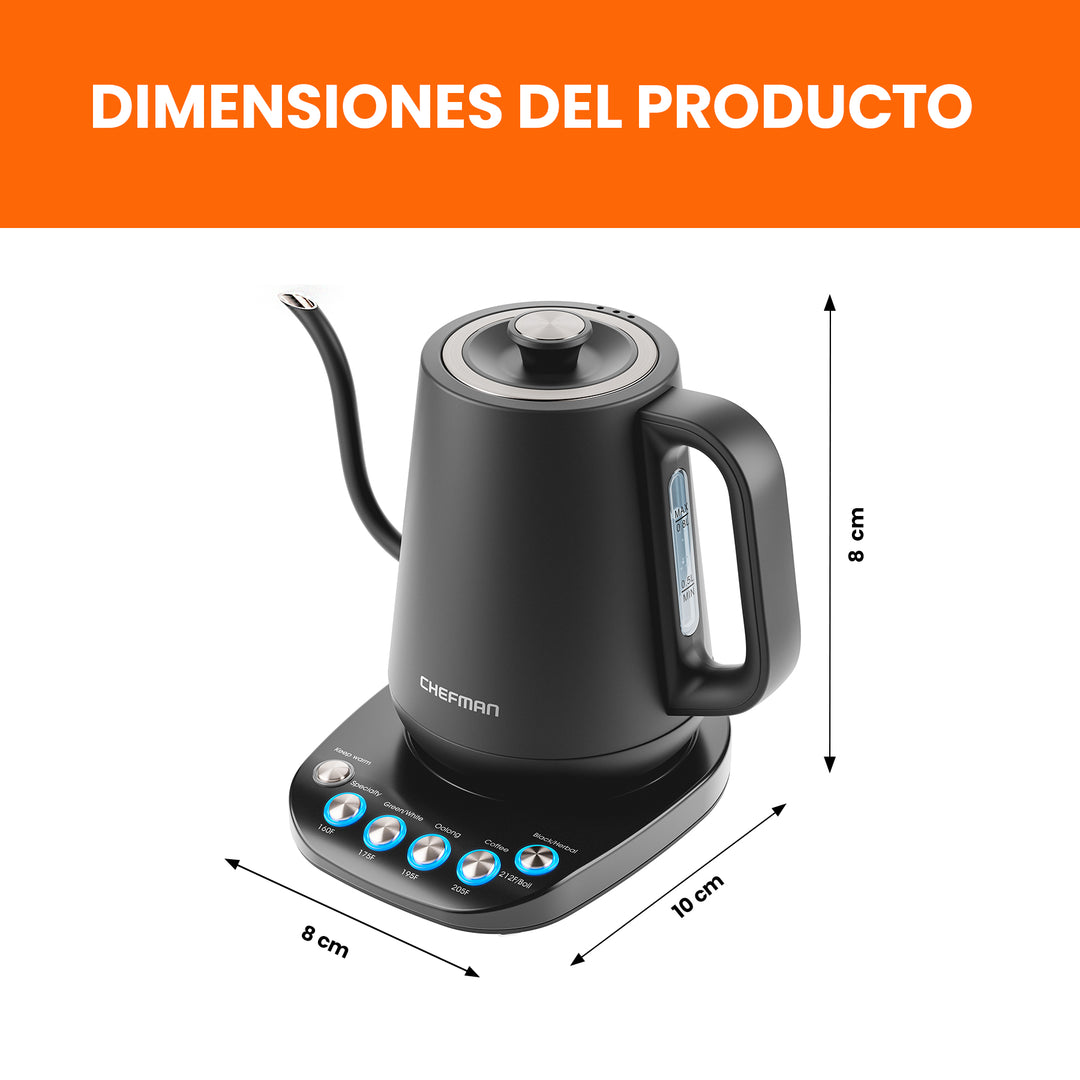 Chefman - Hervidor eléctrico con cuello de ganso