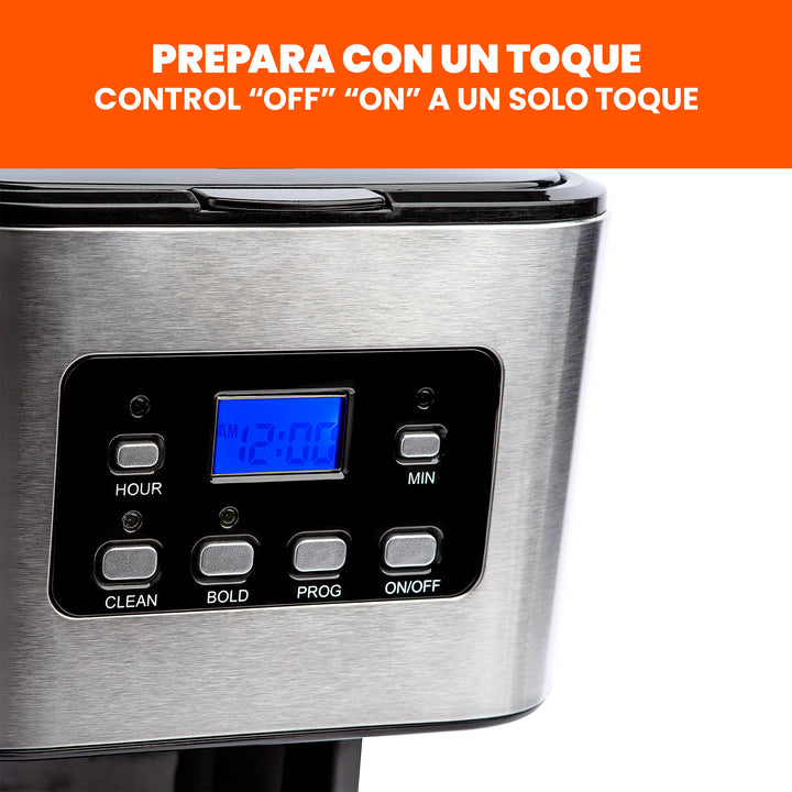 Chefman - Cafetera De Goteo Programable: De 12 Tazas, Filtro Reutilizable