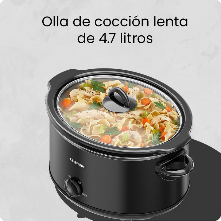 Chefman - Olla de Cocción Lenta 4.7L – Color Negro