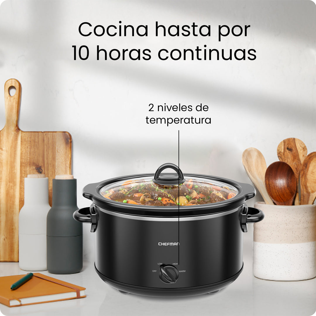 Chefman - Olla de Cocción Lenta 4.7L – Color Negro